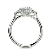 Juliet Oval Cut Trilogy Pave 4 Prong Claw Set Engagement Ring Setting - Nivetta